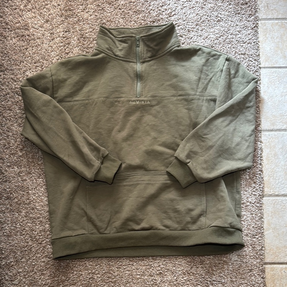Olive Green Quarter-Zip Pullover